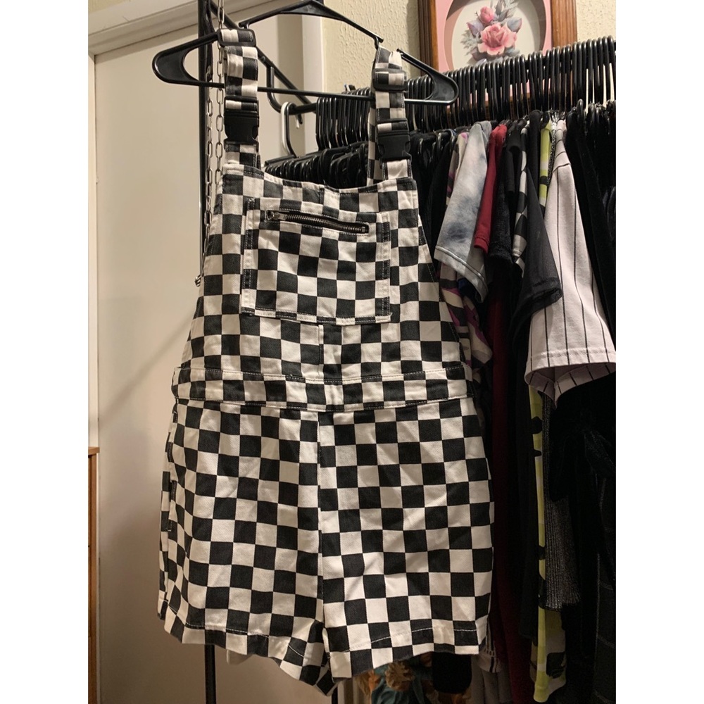 FOREVER 21 CHECKER OVERALLS
